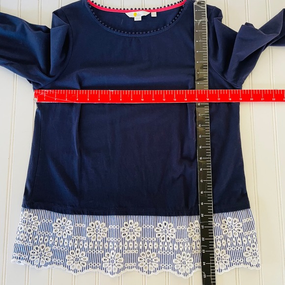 Boden Size 12 Navy Blue Broderie Eyelet Overlay Shirt size 12 - Picture 7 of 9
